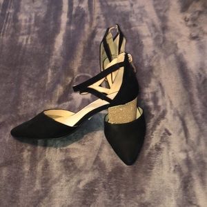 CATO gold and black heels